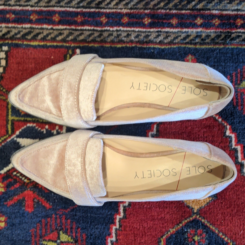 Sole Society Pink Velvet Loafers